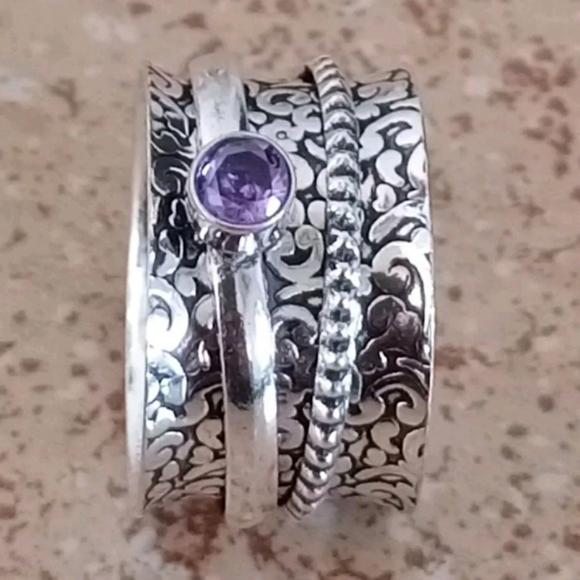 Hand Crafted Jewelry - 🆕️🌍.925 AMETHYST PERIDOT SPINNER MEDITATION